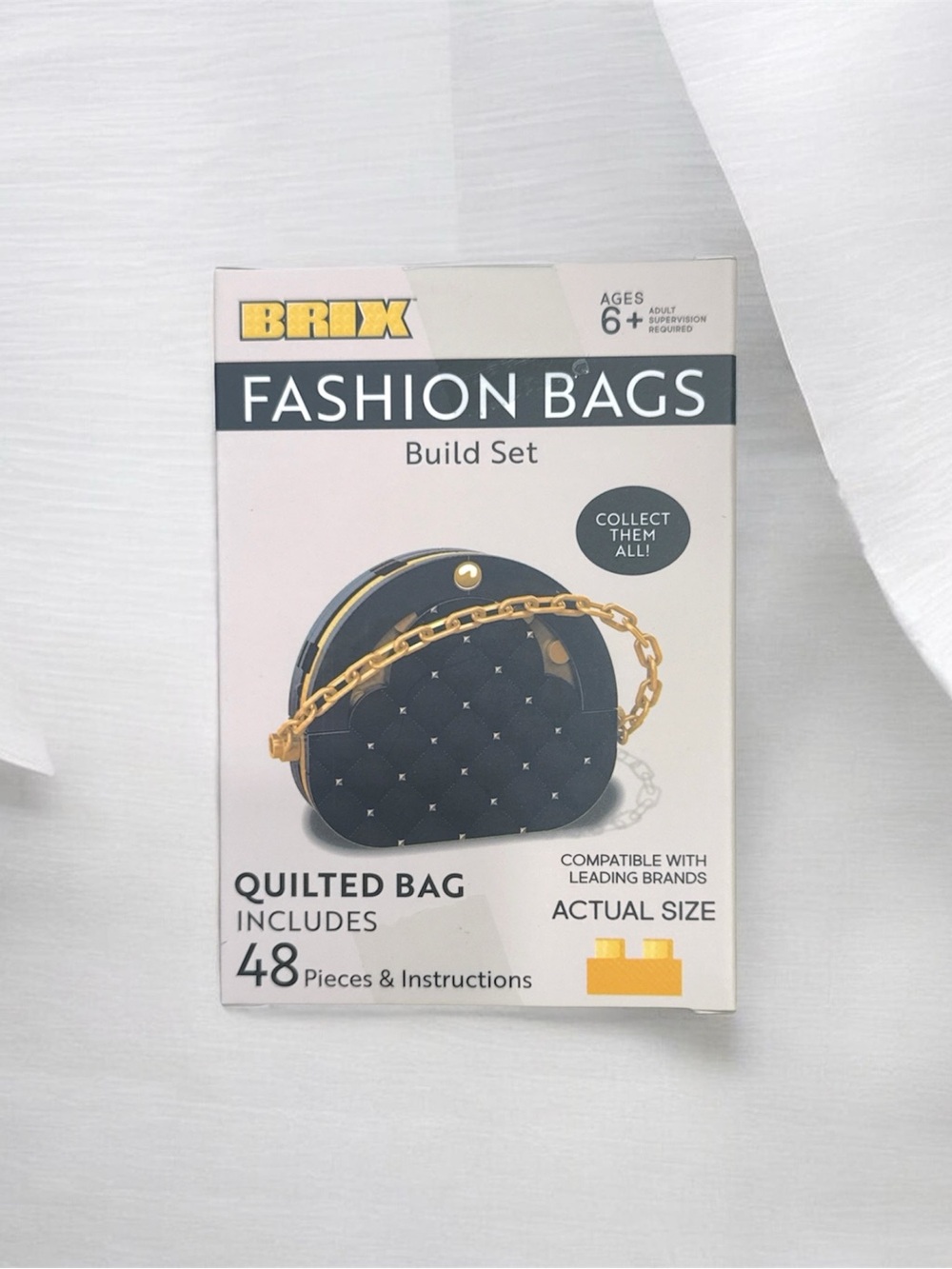 Quilted Black Fashion Bag Building Blocks Set Toy